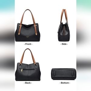 BLACK LEATHER 🖤 Laorentou purse with brown straps. Excellent condition!